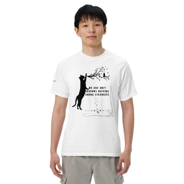 unisex-garment-dyed-heavyweight-t-shirt-white-front-6ac048bc4e862.jpg Walking Among Strangers Cat T-Shirt – Inspirational Graphic Tee