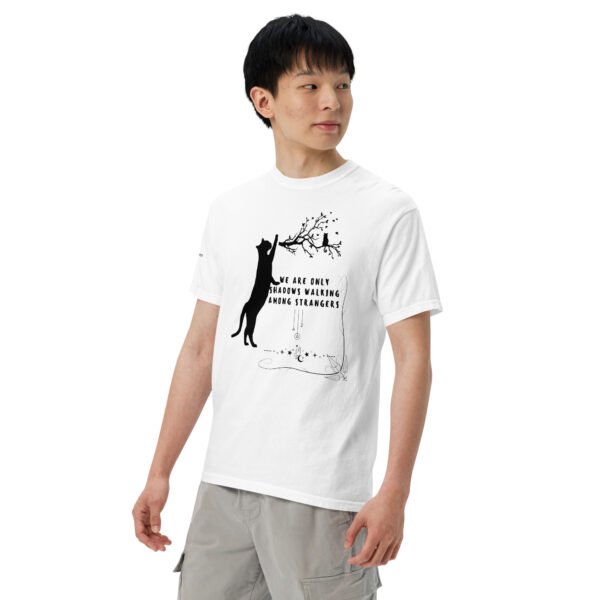 unisex-garment-dyed-heavyweight-t-shirt-white-left-front-6ac048bc5081e.jpg Walking Among Strangers Cat T-Shirt – Inspirational Graphic Tee