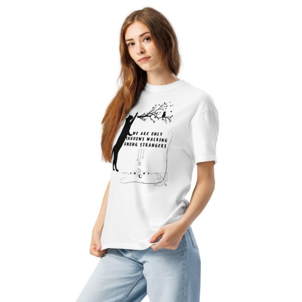unisex-garment-dyed-heavyweight-t-shirt-white-left-front-6ac048bc52993.jpg Walking Among Strangers Cat T-Shirt – Inspirational Graphic Tee